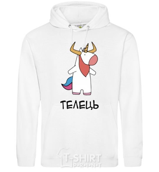 Men`s hoodie Taurus unicorn White фото