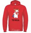 Men`s hoodie Taurus unicorn bright-red фото