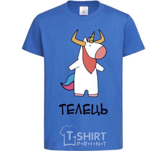 Kids T-shirt Taurus unicorn royal-blue фото