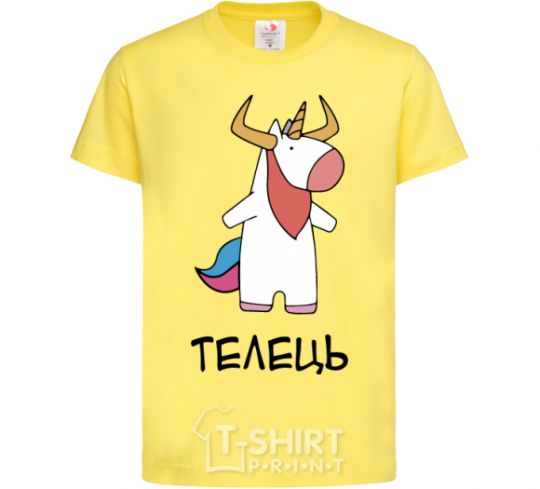 Kids T-shirt Taurus unicorn cornsilk фото