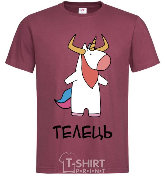 Men's T-Shirt Taurus unicorn burgundy фото