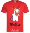 Men's T-Shirt Taurus unicorn red фото