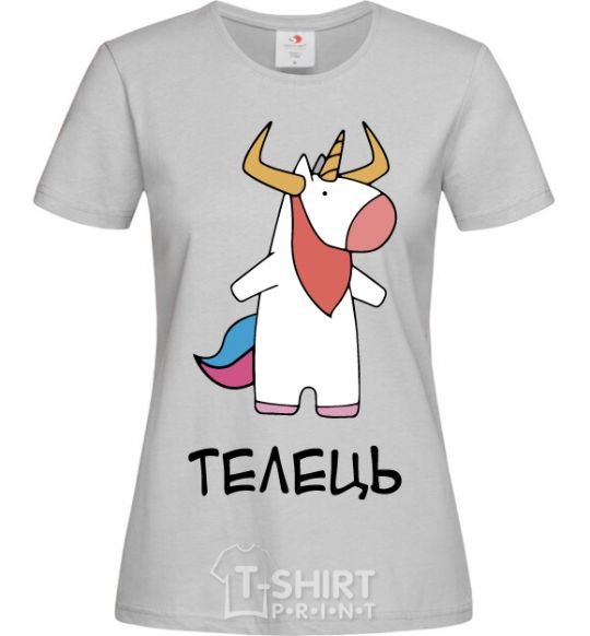Women's T-shirt Taurus unicorn grey фото