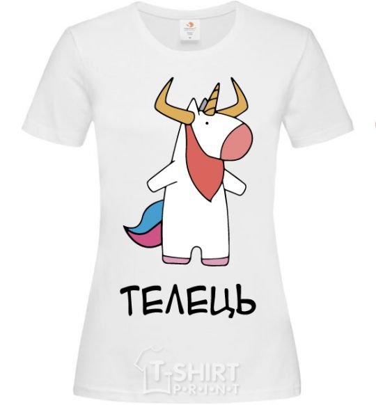 Women's T-shirt Taurus unicorn White фото
