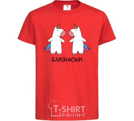 Kids T-shirt Gemini unicorn red фото