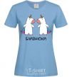 Women's T-shirt Gemini unicorn sky-blue фото