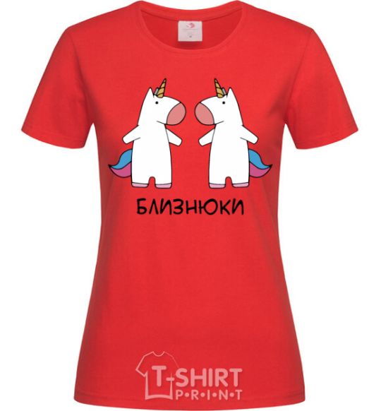 Women's T-shirt Gemini unicorn red фото