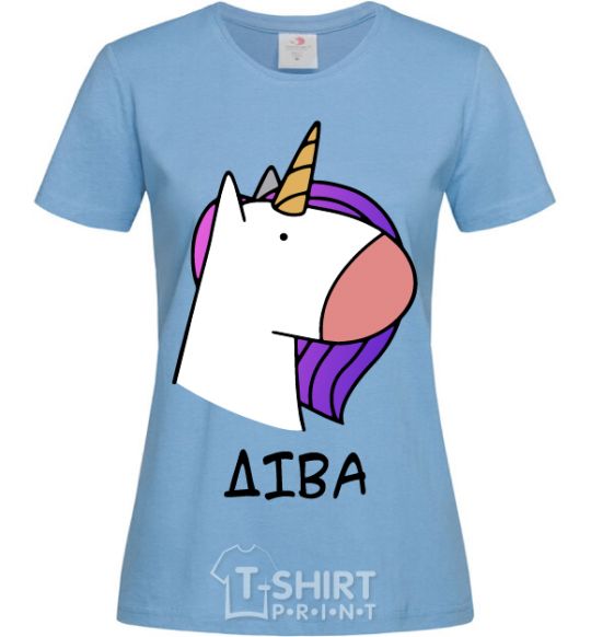 Women's T-shirt Virgin unicorn sky-blue фото