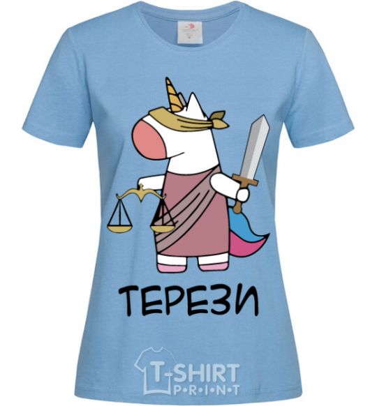 Women's T-shirt Libra unicorn sky-blue фото