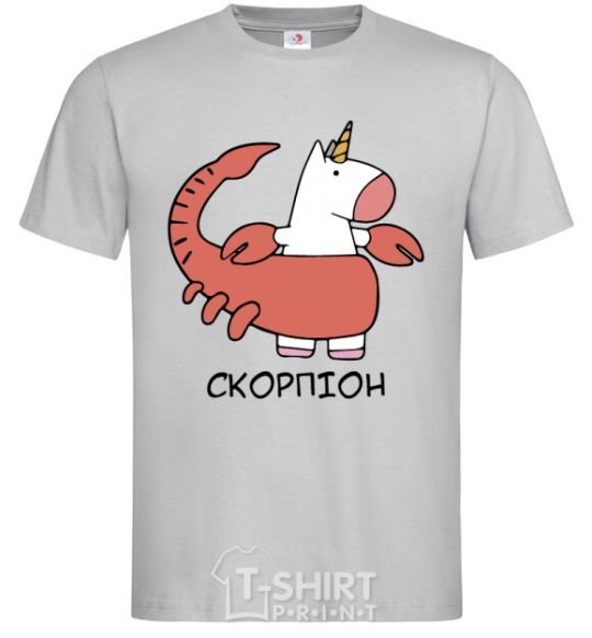 Men's T-Shirt Scorpio unicorn grey фото