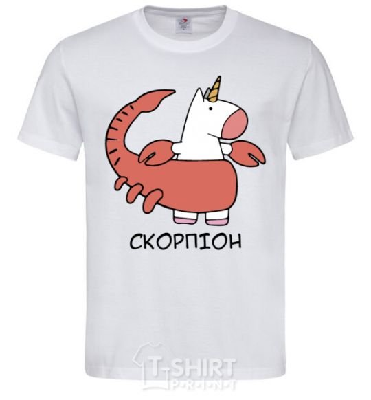Men's T-Shirt Scorpio unicorn White фото
