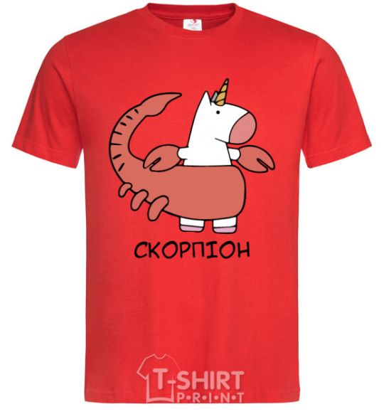 Men's T-Shirt Scorpio unicorn red фото