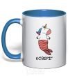 Mug with a colored handle Capricorn unicorn royal-blue фото