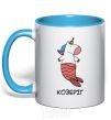 Mug with a colored handle Capricorn unicorn sky-blue фото