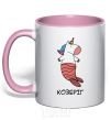 Чашка с цветной ручкой Козеріг єдиноріг Нежно розовый фото