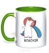 Mug with a colored handle Aquarius unicorn kelly-green фото