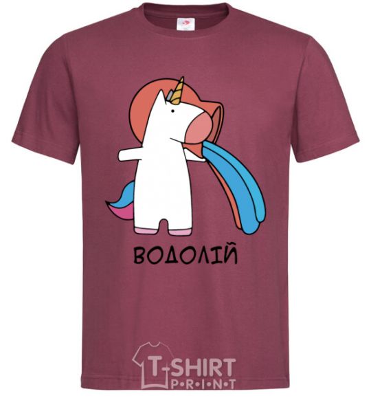 Men's T-Shirt Aquarius unicorn burgundy фото