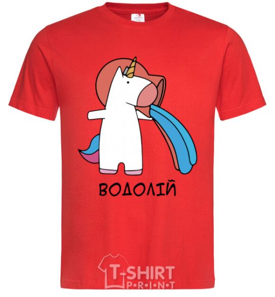 Men's T-Shirt Aquarius unicorn red фото