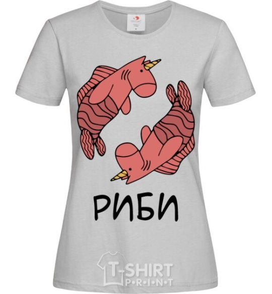 Women's T-shirt Unicorn fish grey фото