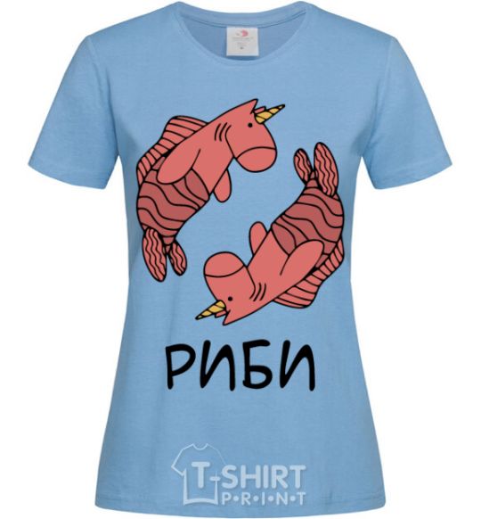 Women's T-shirt Unicorn fish sky-blue фото