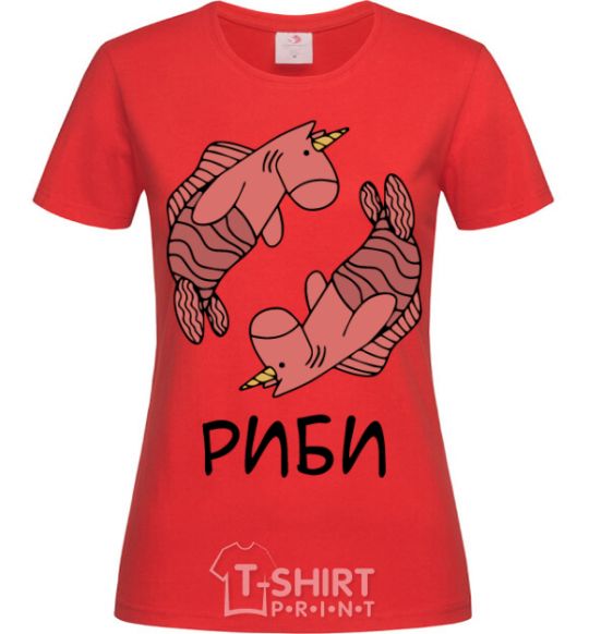 Women's T-shirt Unicorn fish red фото