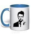 Mug with a colored handle Fight club black royal-blue фото