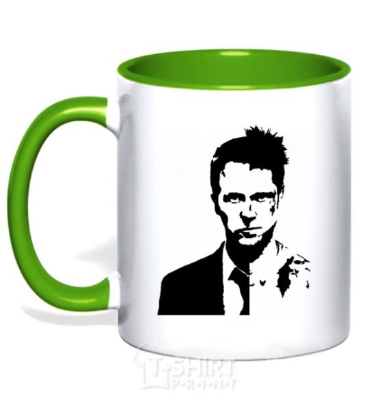 Mug with a colored handle Fight club black kelly-green фото