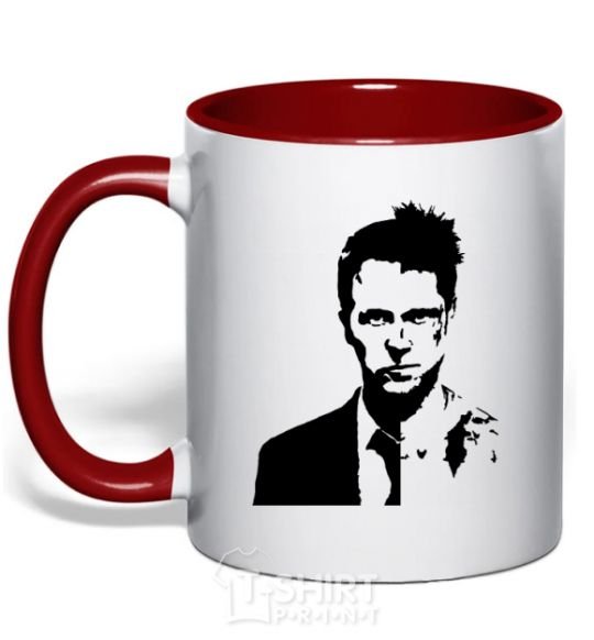 Mug with a colored handle Fight club black red фото