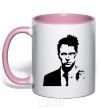 Mug with a colored handle Fight club black light-pink фото