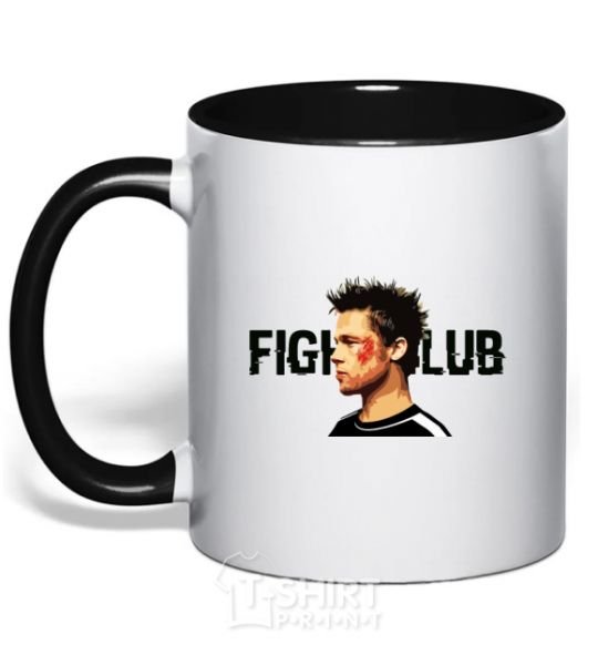 Mug with a colored handle Fight club Brad Pitt black фото
