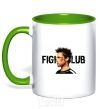 Mug with a colored handle Fight club Brad Pitt kelly-green фото