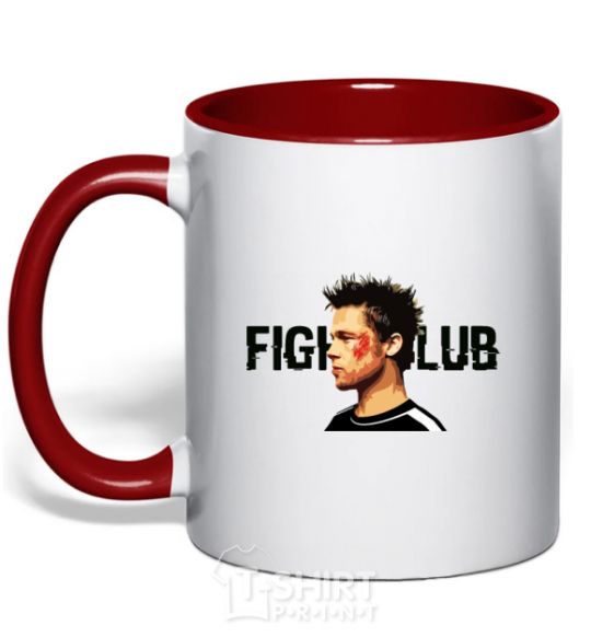 Mug with a colored handle Fight club Brad Pitt red фото