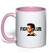 Mug with a colored handle Fight club Brad Pitt light-pink фото