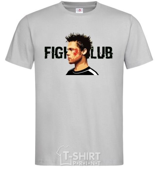 Мужская футболка Fight club Brad Pitt Серый фото