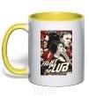 Mug with a colored handle Fight club poster yellow фото