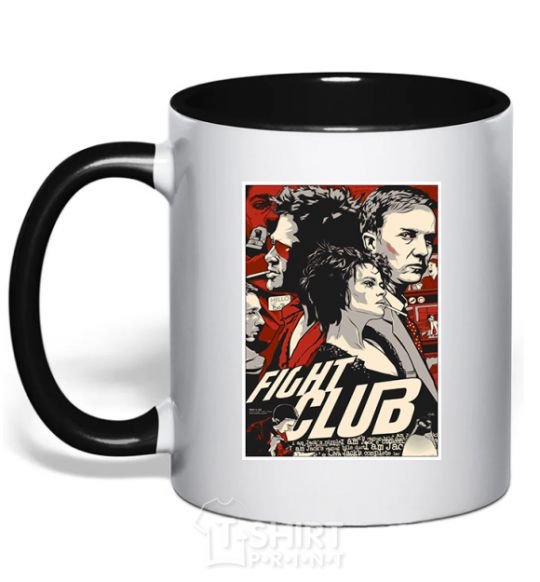 Mug with a colored handle Fight club poster black фото