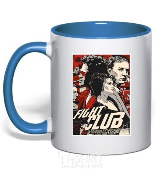 Mug with a colored handle Fight club poster royal-blue фото