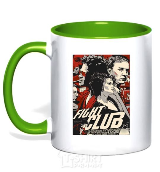 Mug with a colored handle Fight club poster kelly-green фото