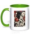 Mug with a colored handle Fight club poster kelly-green фото