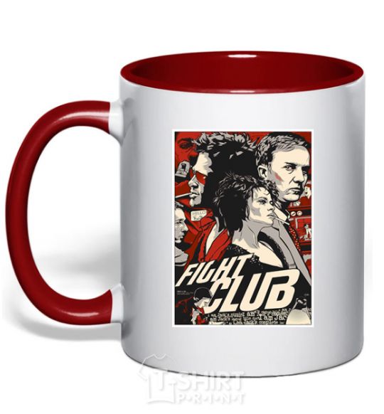 Mug with a colored handle Fight club poster red фото