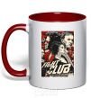 Mug with a colored handle Fight club poster red фото