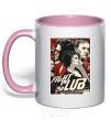 Mug with a colored handle Fight club poster light-pink фото