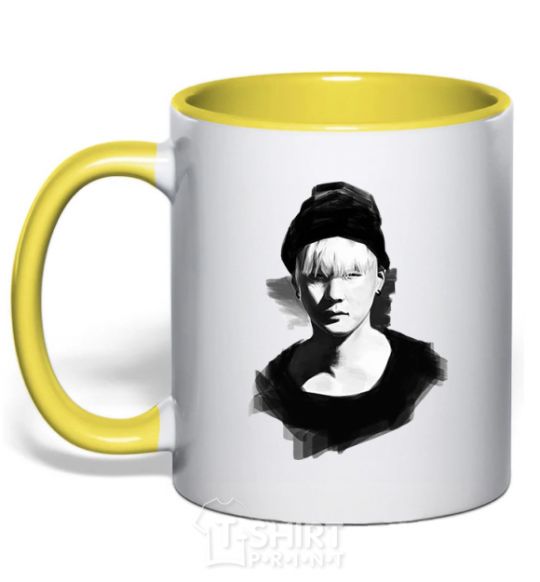 Mug with a colored handle Suga brush yellow фото