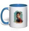 Mug with a colored handle Fight Club paint royal-blue фото