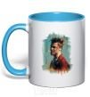 Mug with a colored handle Fight Club paint sky-blue фото