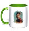 Mug with a colored handle Fight Club paint kelly-green фото