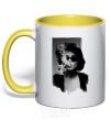 Mug with a colored handle Marla Singer yellow фото