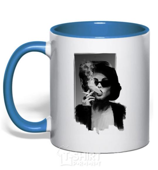 Mug with a colored handle Marla Singer royal-blue фото