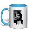 Mug with a colored handle Marla Singer sky-blue фото