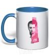 Mug with a colored handle Fight Club pink and gray royal-blue фото